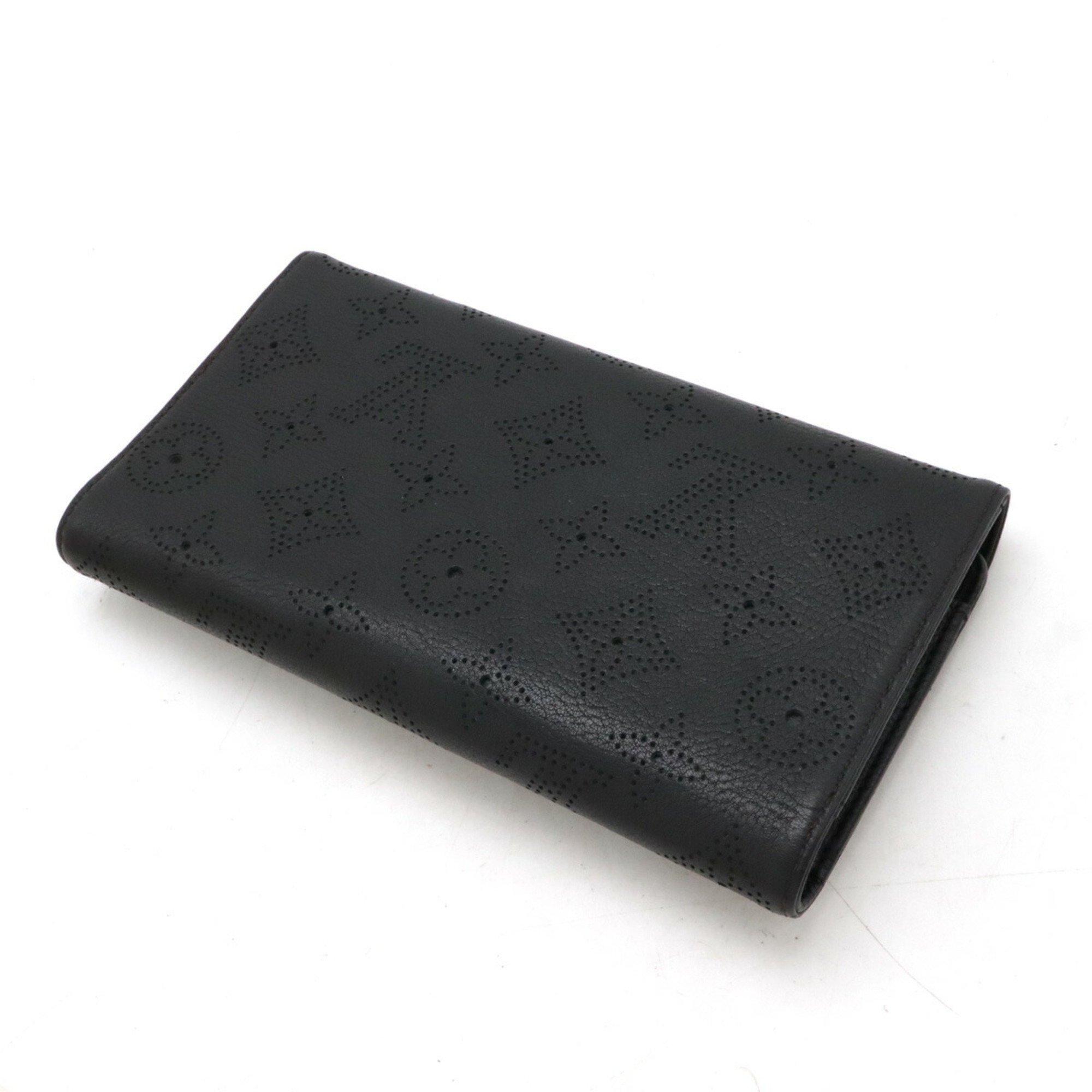 LOUIS VUITTON Mahina Portefeuille Iris Bi-fold Long Wallet Leather Noir Black M58163