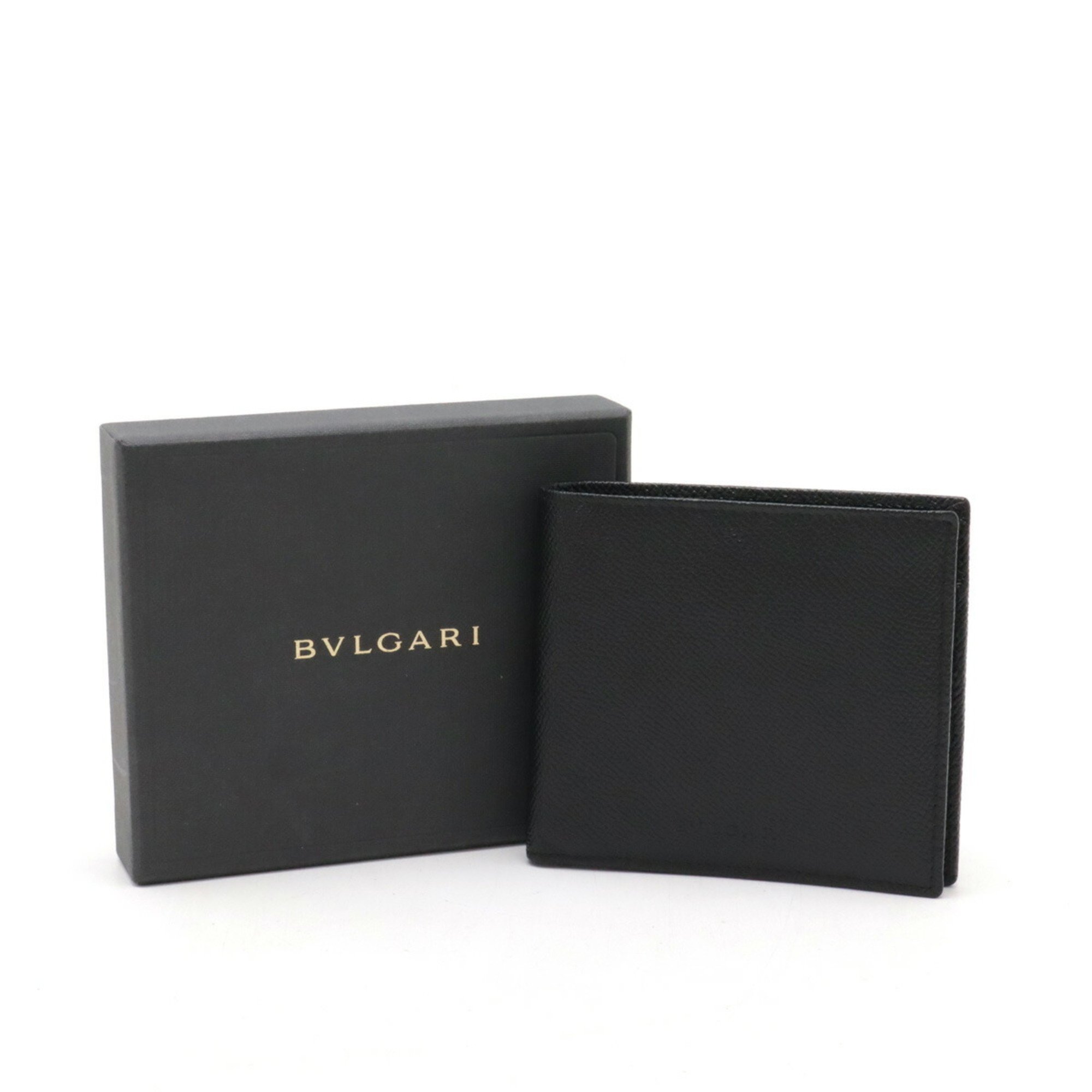 BVLGARI Classico Bi-fold Wallet for Men, Grained Leather, Black, 20253