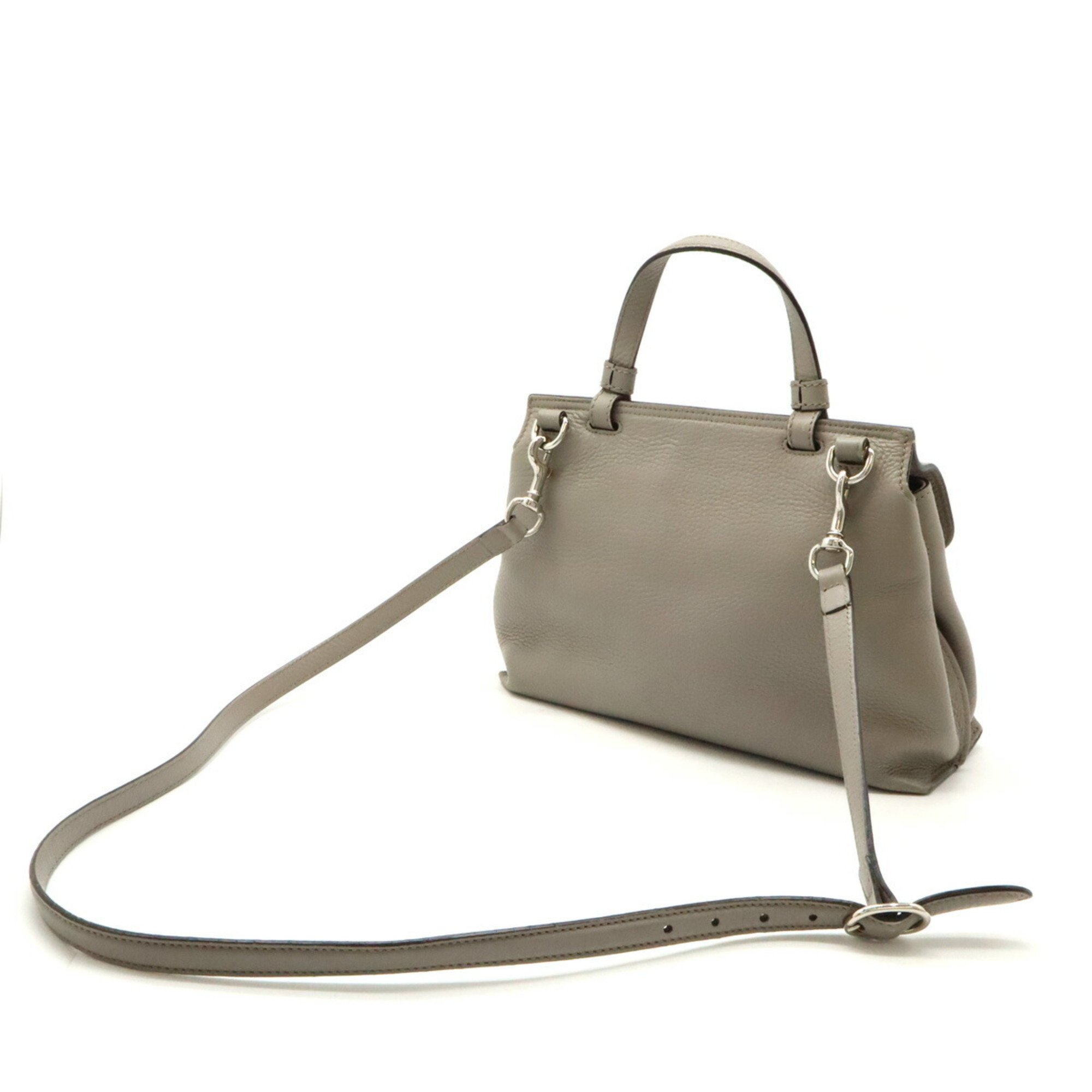 GUCCI Bamboo Daily Bag Handbag Shoulder Leather Grey 370831