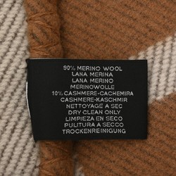 HERMES Blanket Avalon Ecru/Caramel Women's 90% Wool 10% Cashmere Accessory