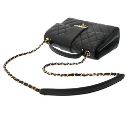 CHANEL V-stitch chain shoulder bag 25cm black ladies lambskin