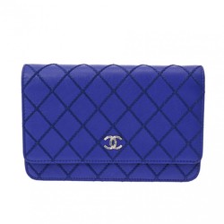 CHANEL Chanel Matelasse Chain Wallet Blue A33814 Women's Calf Shoulder Bag