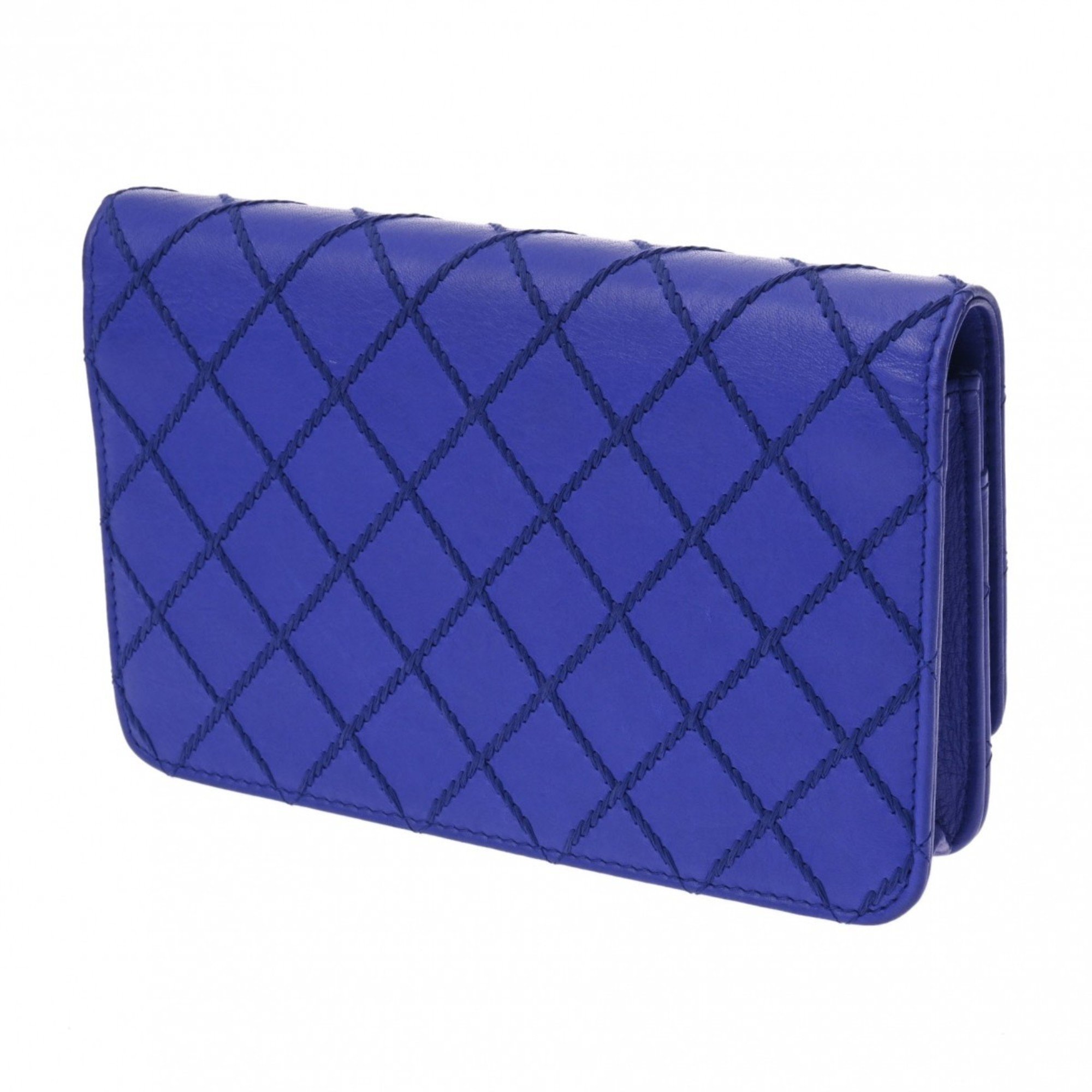 CHANEL Chanel Matelasse Chain Wallet Blue A33814 Women's Calf Shoulder Bag