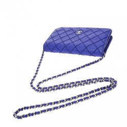 CHANEL Chanel Matelasse Chain Wallet Blue A33814 Women's Calf Shoulder Bag