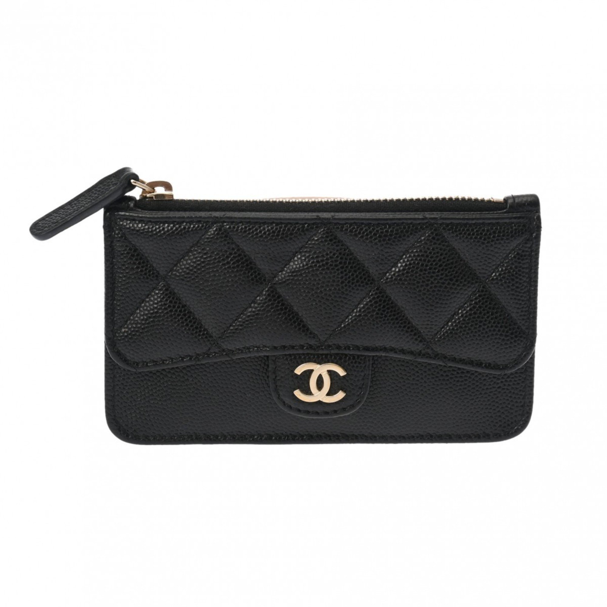 CHANEL Chanel Matelasse Classic Black AP2570 Women's Caviar Skin Card Case