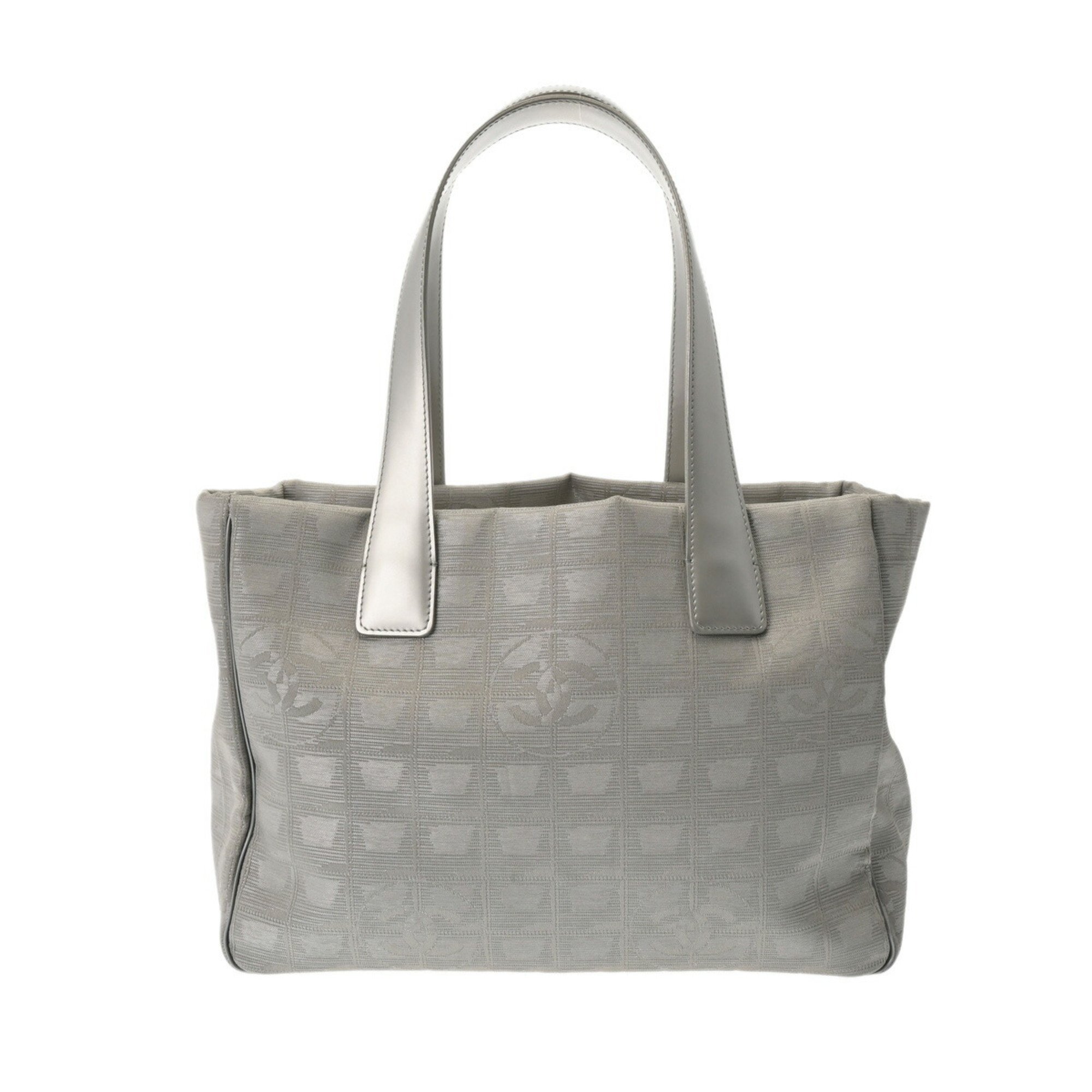 CHANEL New Travel Line Tote PM Silver A20457 Women's Nylon Handbag