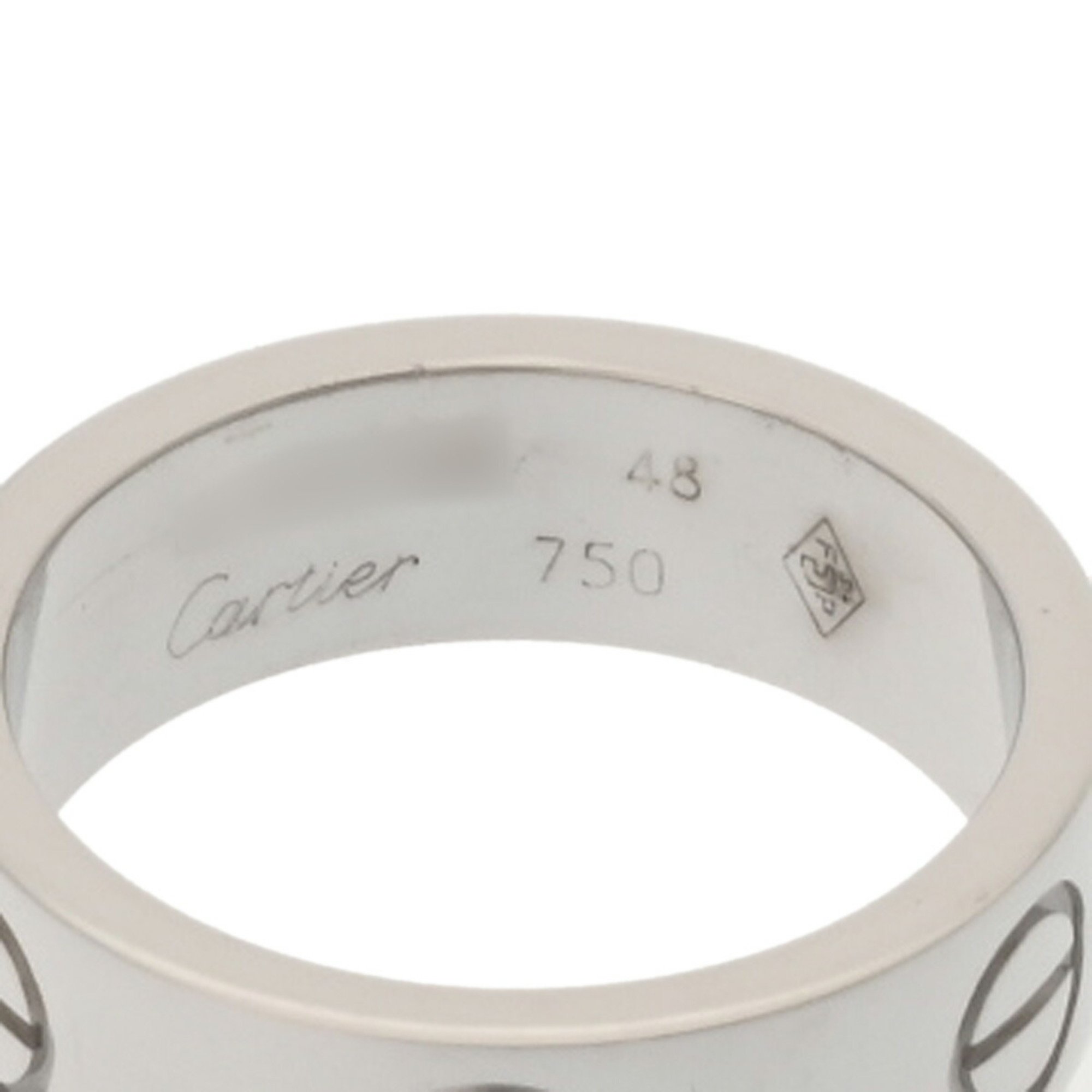 CARTIER Love Ring #48 Size 8 Women's K18 White Gold