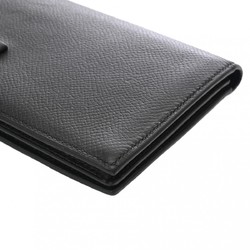 HERMES Hermes Bearn Souffle Black O Stamp (around 2011) Unisex Epsom Leather Long Wallet