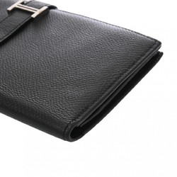 HERMES Hermes Bearn Souffle Black O Stamp (around 2011) Unisex Epsom Leather Long Wallet