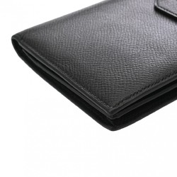 HERMES Hermes Bearn Souffle Black O Stamp (around 2011) Unisex Epsom Leather Long Wallet