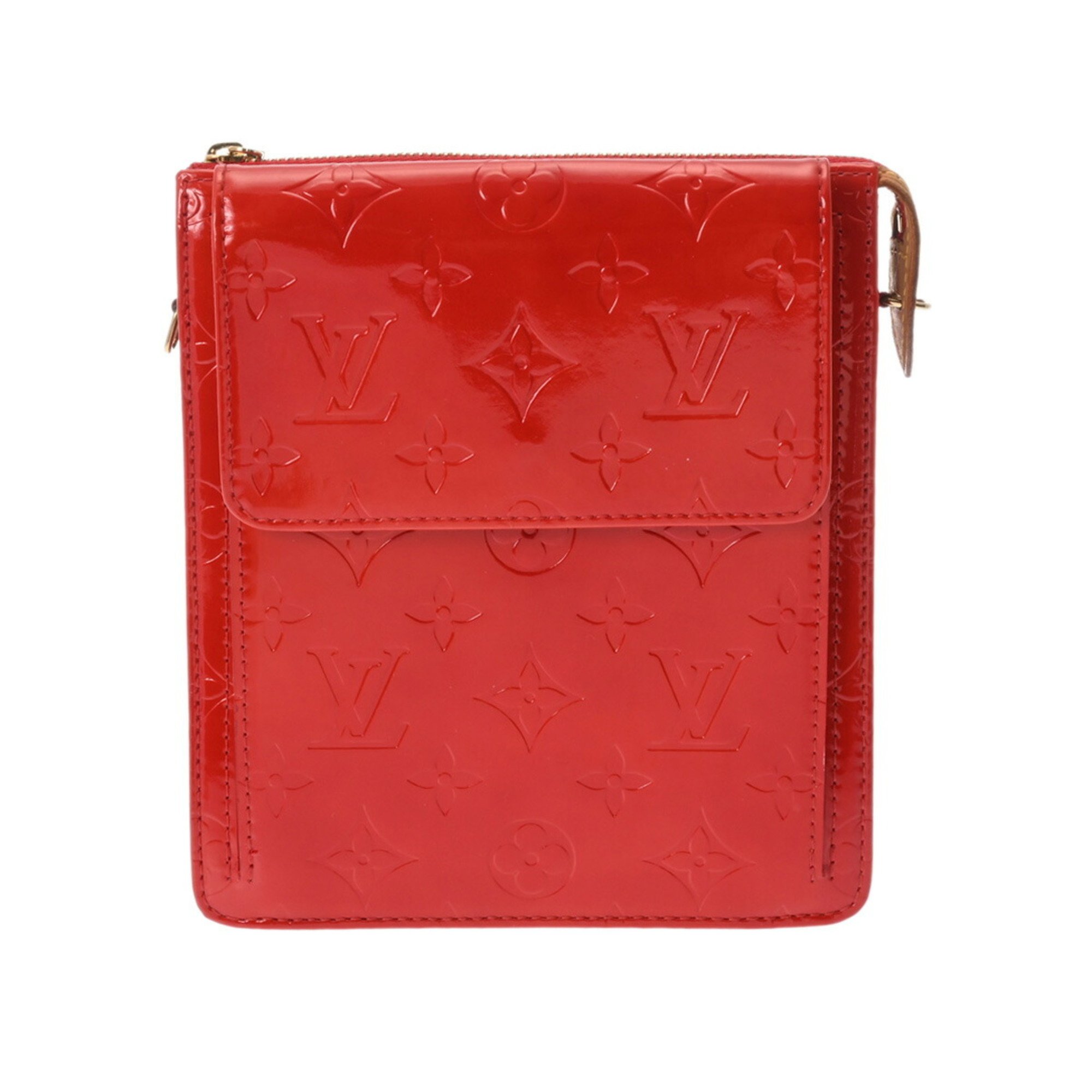 LOUIS VUITTON Vernis Motto Rouge M91137 Women's Monogram Handbag