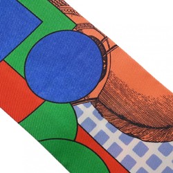 HERMES Twilly CAVALIER EN FORMES Multicolor 064008S Women's 100% Silk Scarf