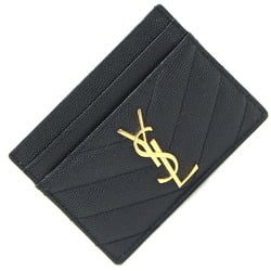 YSL SAINT LAURENT Card Case 423291 Black Leather Pass Women's Quilted