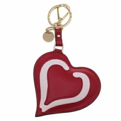 Prada Bag Charm 1TL375 Red Leather Key Holder Ring Heart Women's PRADA