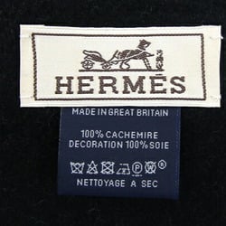 Hermes Scarf Grey Black 100% Cashmere Horseshoe Applique Men's Women's HERMES