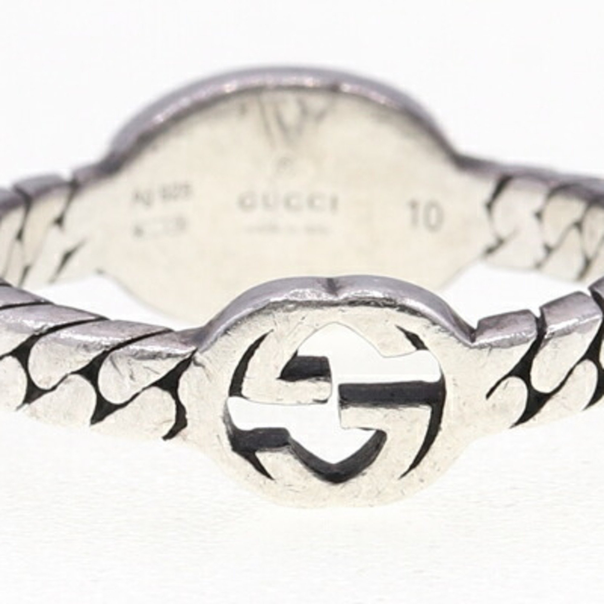 Gucci Ring Interlocking SV Sterling Silver 925 Size 10 Women's GUCCI