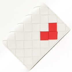 Bottega Veneta Business Card Holder Valentine's Day Limited Edition Intrecciato Case 667141 White Red Leather Pass Heart Women's BOTTEGA VENETA