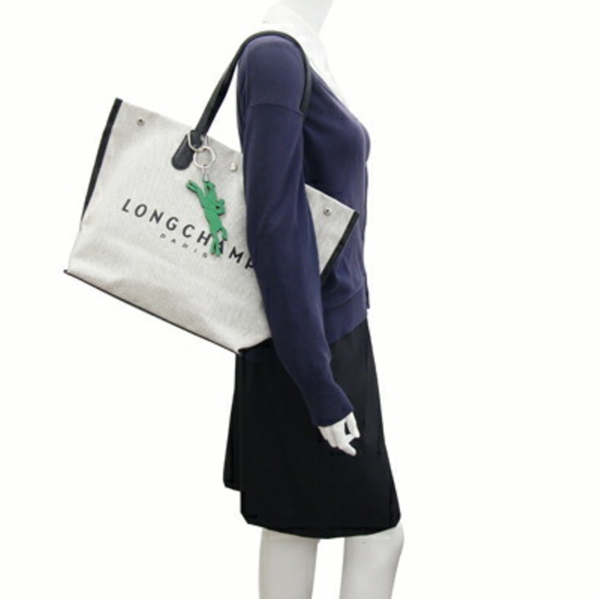 Longchamp Tote Bag Essential L 10090HSG037 Ecru Cotton Canvas Leather Horse Women's LONGCHAMP