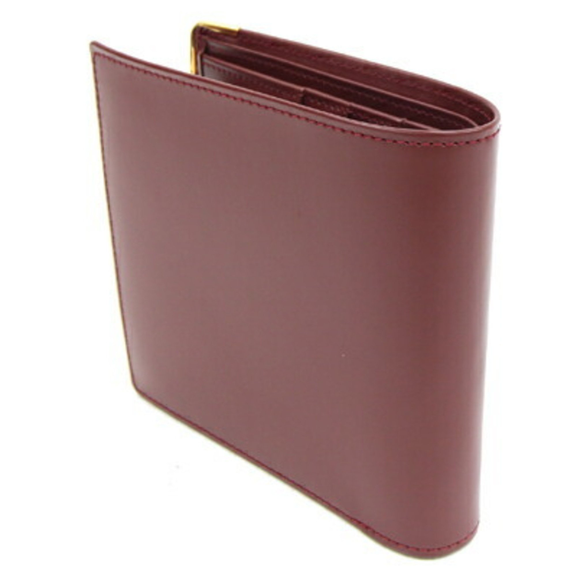 Cartier Bi-fold Wallet Must de L3000451 Bordeaux Leather Compact Men's