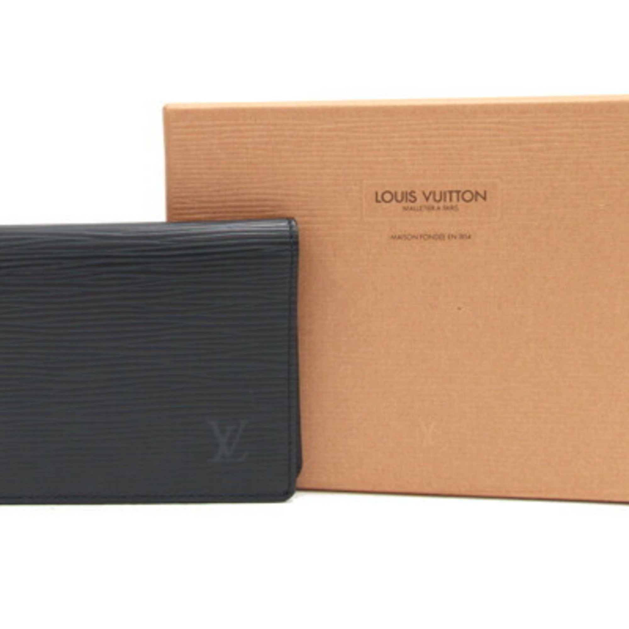 Louis Vuitton Pass Case Epi Porto 2 Cult Vertical M63202 Creel Black Card Men's LOUIS VUITTON