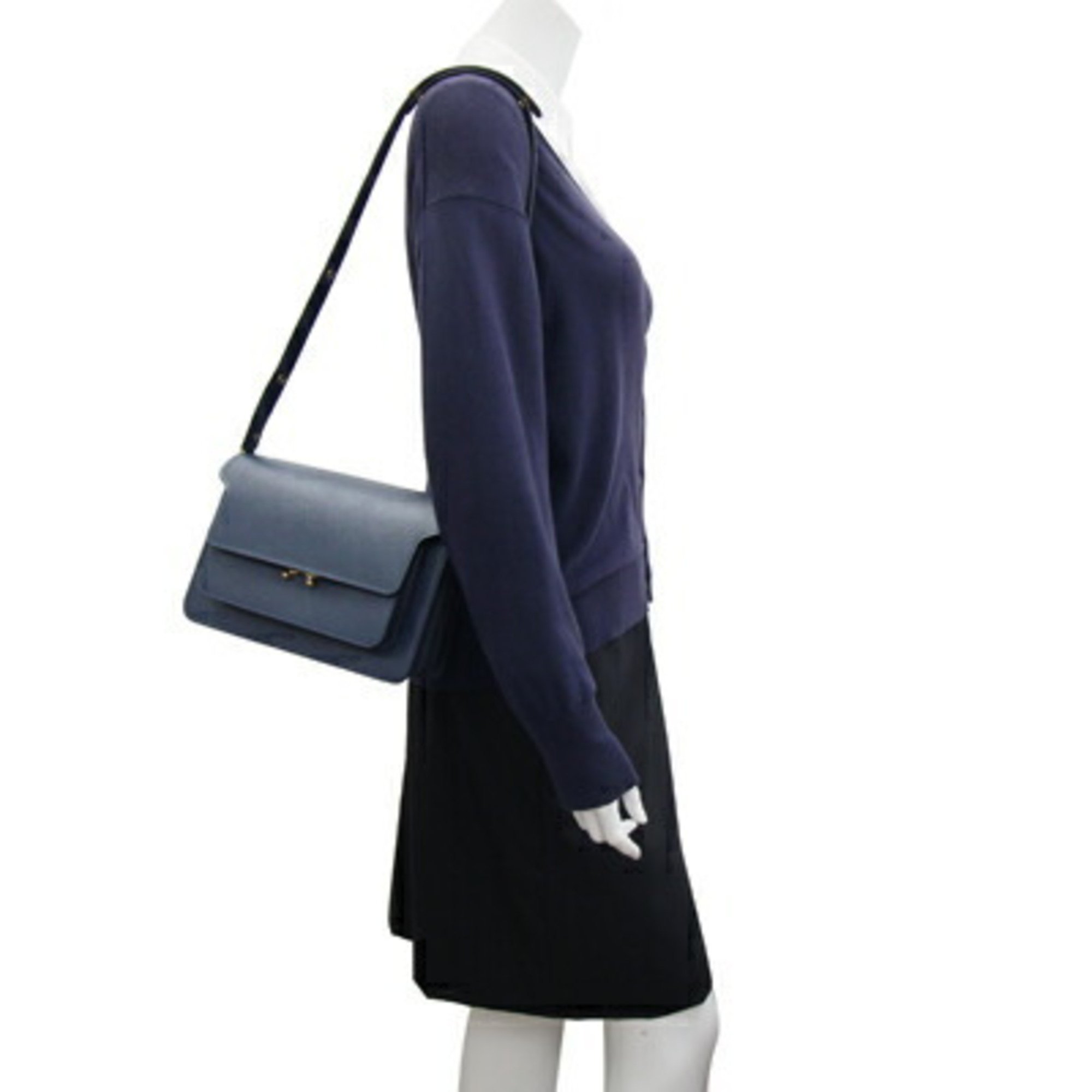 MARNI Shoulder Bag Trunk SBMPN09N01LV520 Navy Leather Women's