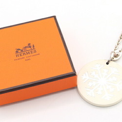 Hermes Bag Charm Off-White Leather Keychain Snowflake Women's HERMES