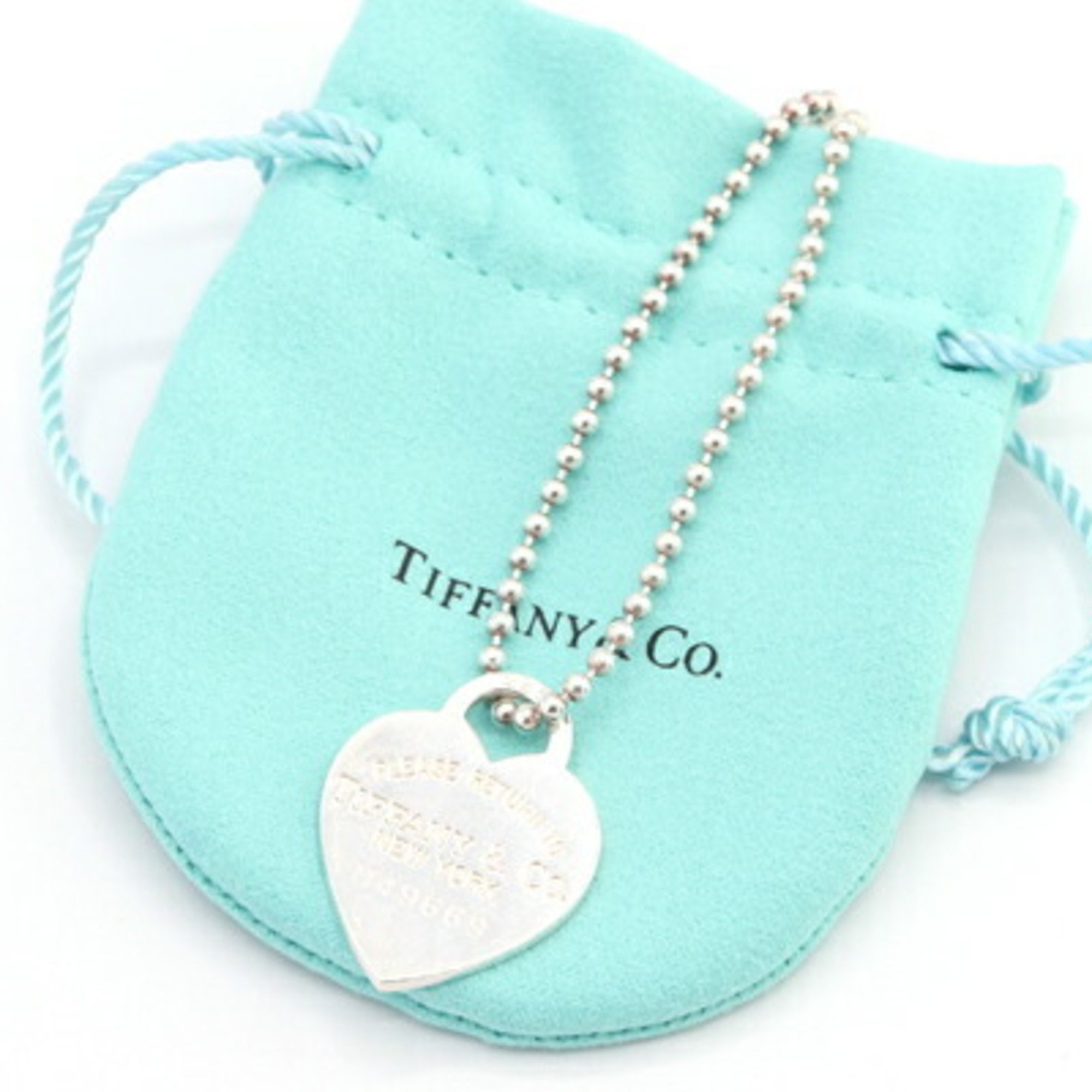 Tiffany Necklace Return to Heart Tag SV Sterling Silver 925 Pendant Choker Long Ball Chain Women's TIFFANY&CO