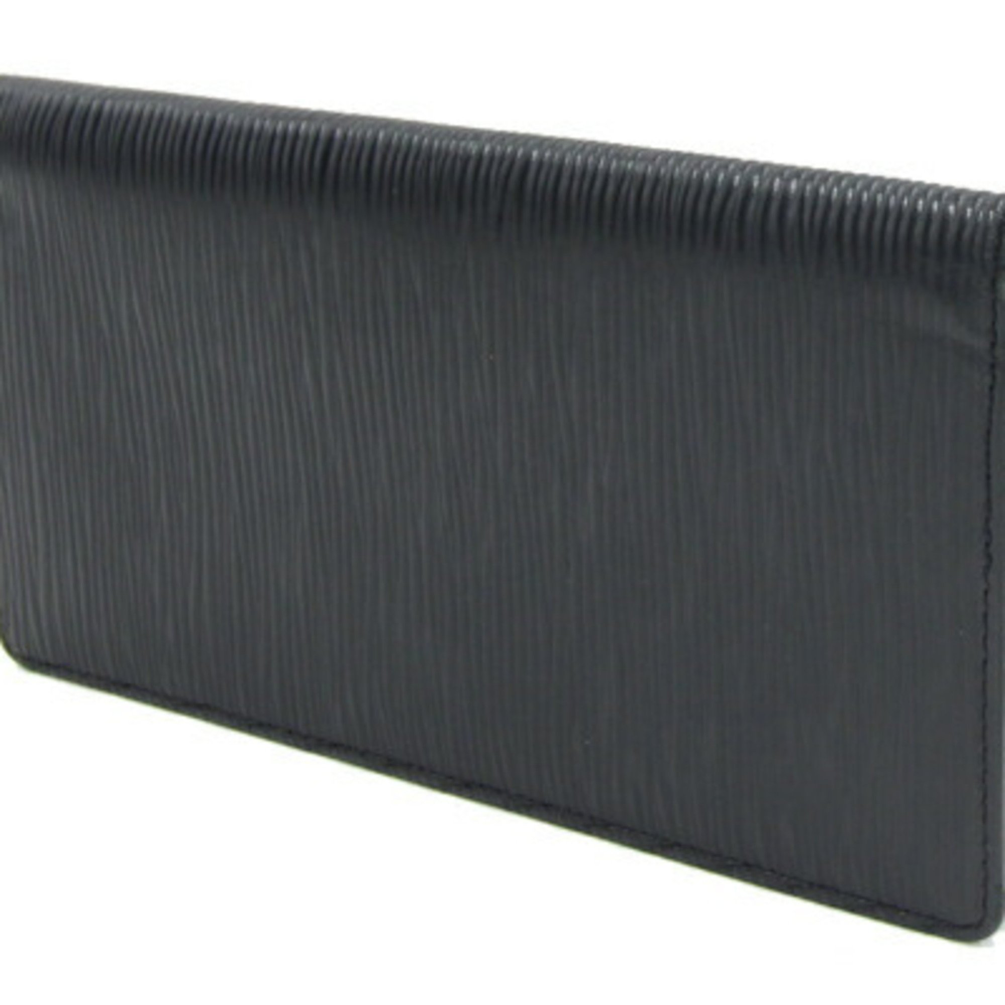 Louis Vuitton Bi-fold Long Wallet Epi Porte Carte Credit Yen M63212 Noir Black Gusseted Billfold Men's LOUIS VUITTON