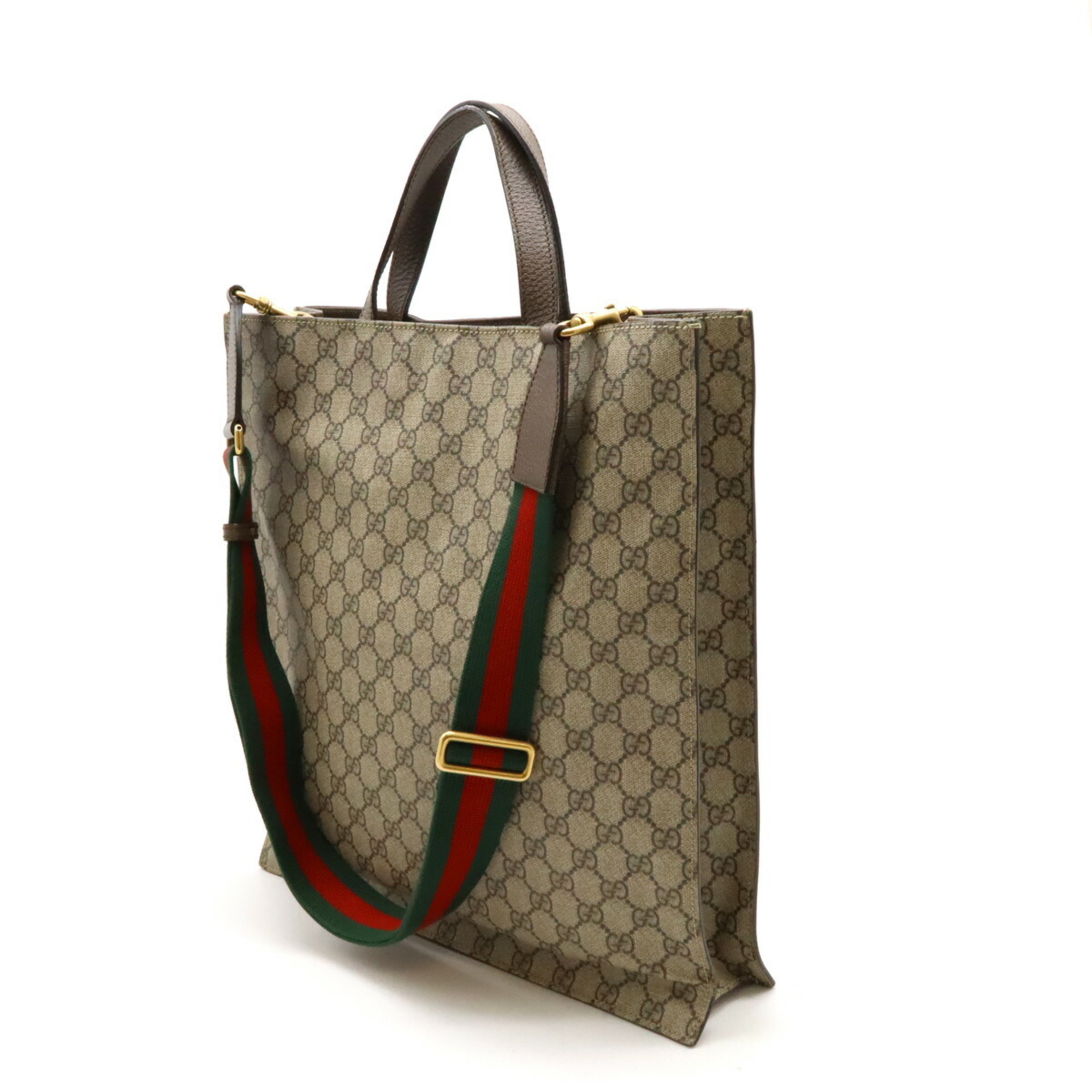 GUCCI Soft GG Supreme Courier Tote Bag Shoulder Leather Applique Beige Brown Multicolor 474084