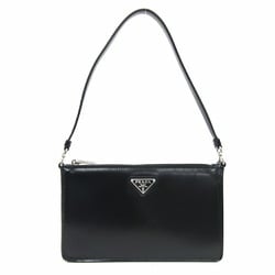 Prada Pouch 1BC155 Black Leather Bag Triangle Women's PRADA