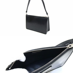 Prada Pouch 1BC155 Black Leather Bag Triangle Women's PRADA