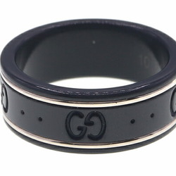 Gucci Ring Icon 225985 Black Silver K18WG Synthetic Corundum Size 10 GG Women's GUCCI