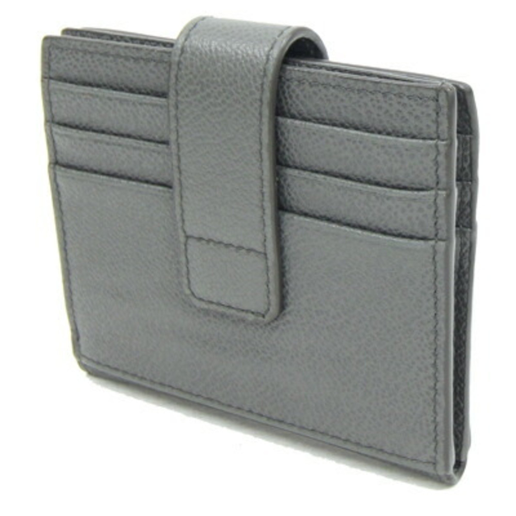 Prada Card Case 2MC049 Grey Leather Bifold Holder Pass Triangle Women Men PRADA