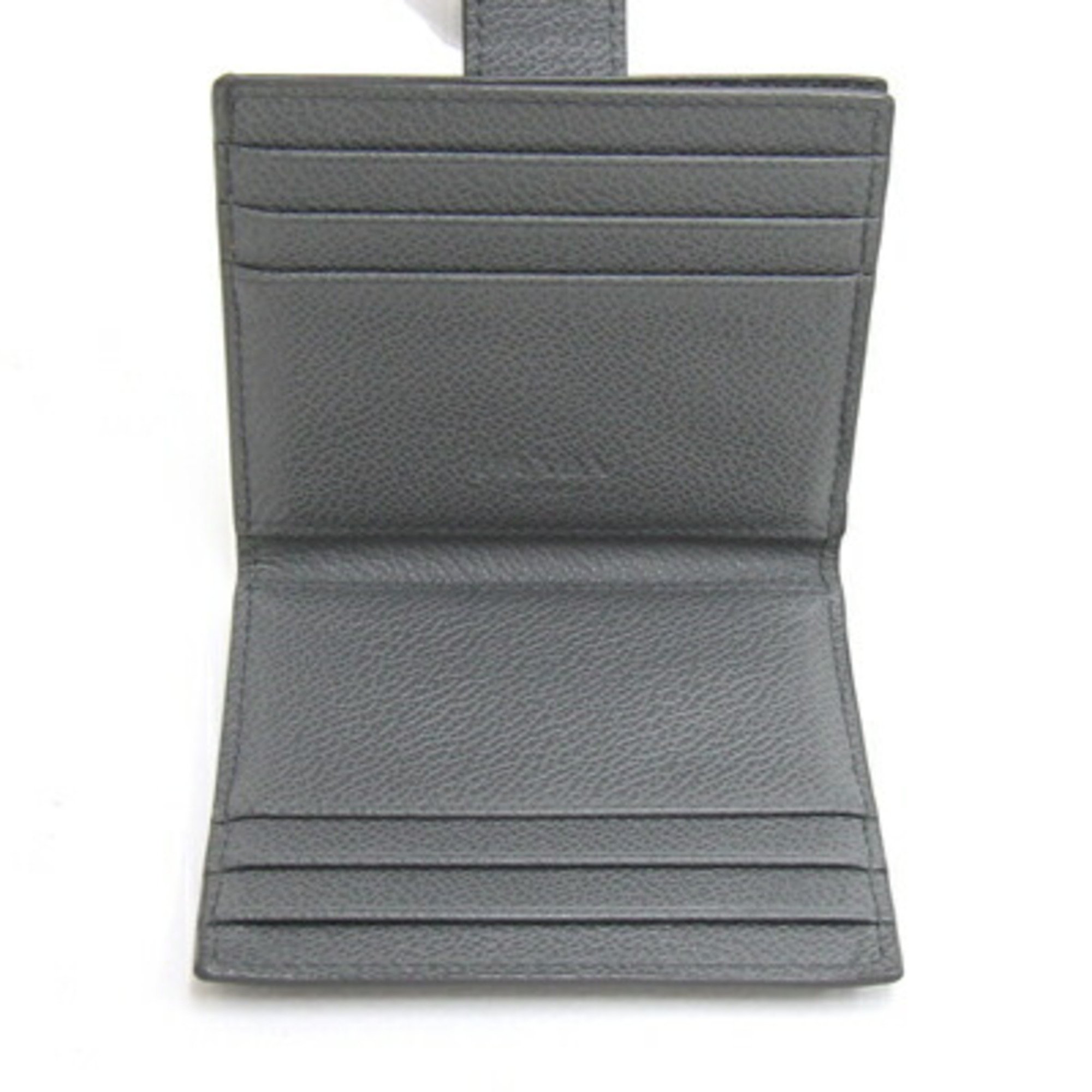 Prada Card Case 2MC049 Grey Leather Bifold Holder Pass Triangle Women Men PRADA