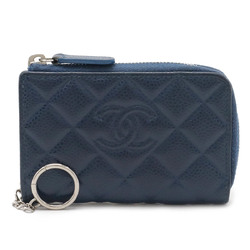 CHANEL Chanel Matelasse Coco Mark Coin Case L-Shaped Caviar Skin Blue