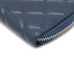 CHANEL Chanel Matelasse Coco Mark Coin Case L-Shaped Caviar Skin Blue