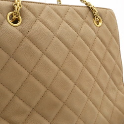 CHANEL 2.55 Chain Tote Bag Shoulder Turnlock Caviar Skin Leather Beige