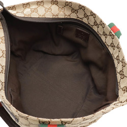 GUCCI GG Canvas Sherry Line Tote Bag Handbag Leather Khaki Beige Dark Brown Red Green 131228