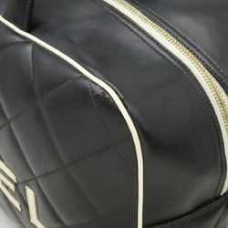 CHANEL Chanel Matelasse Bowling Bag Boston Travel Leather Black White