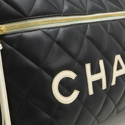 CHANEL Chanel Matelasse Bowling Bag Boston Travel Leather Black White