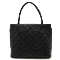 CHANEL Chanel Matelasse Coco Mark Caviar Skin Reproduction Tote Bag Shoulder Leather Black A01804