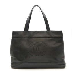 CHANEL Coco Mark Tote Bag Shoulder Large Caviar Skin Leather Black