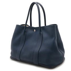 HERMES Garden PM 36 Tote Bag Handbag Leather Navy Blue □N Stamp