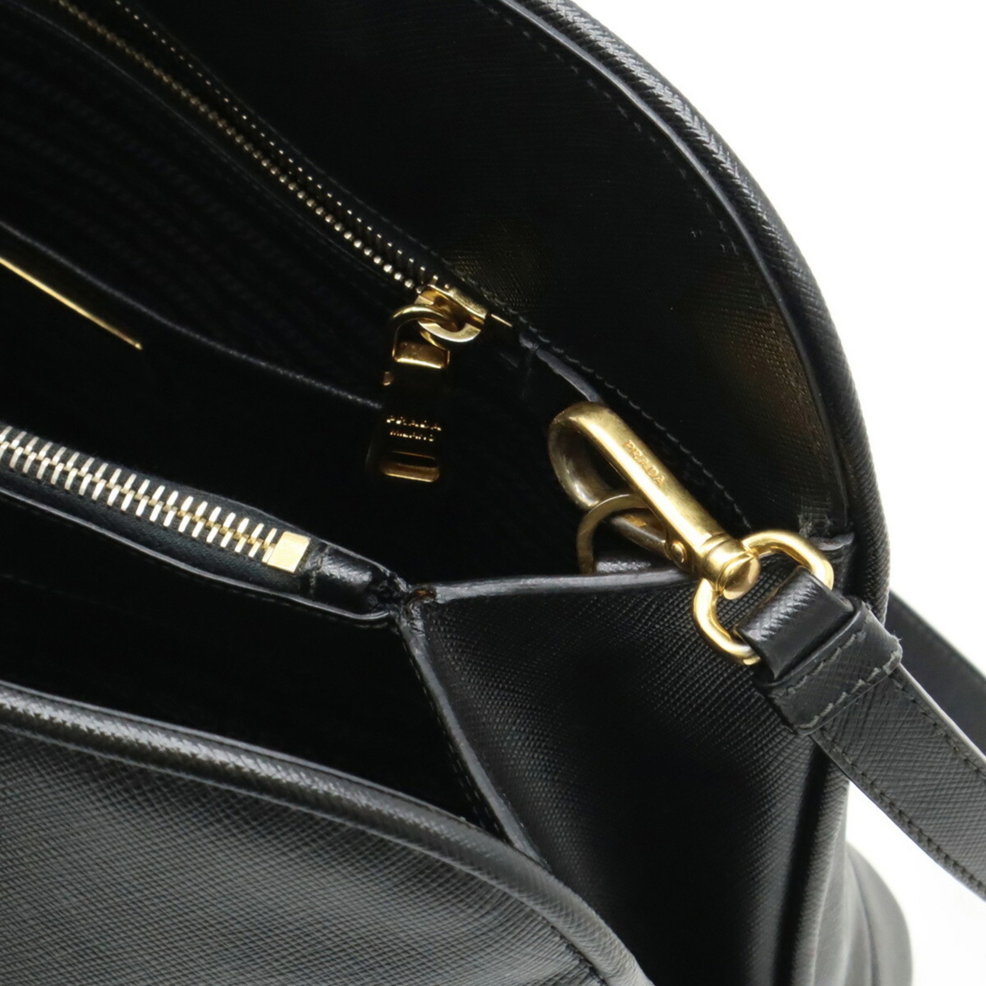 PRADA Saffiano Handbag Tote Bag Shoulder Leather NERO Black BN2538