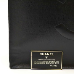 CHANEL Coco Mark Tote Bag Large Shoulder Caviar Skin Leather Black