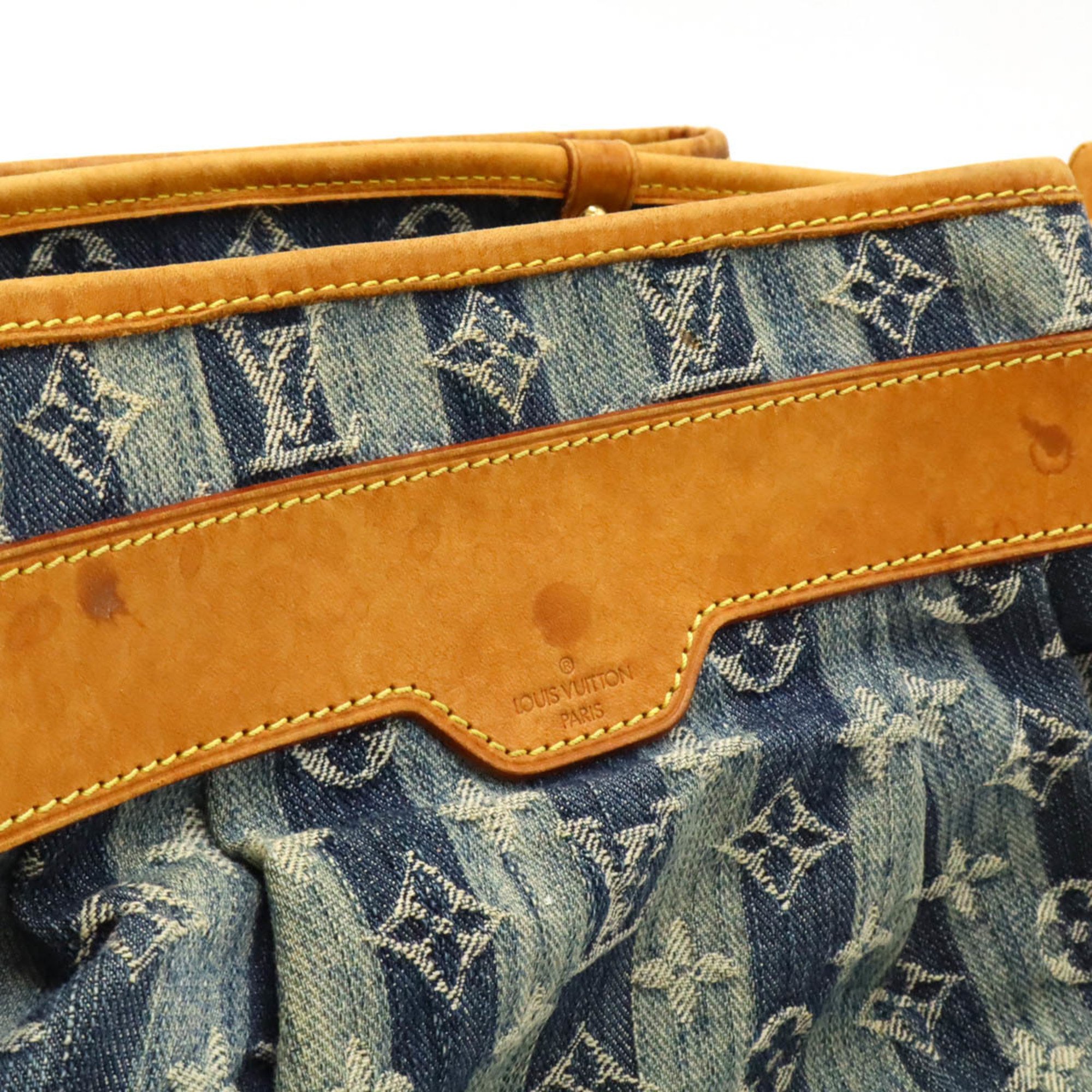 LOUIS VUITTON Louis Vuitton Monogram Denim Porte Epol Raye MM Shoulder Bag Blue M95334