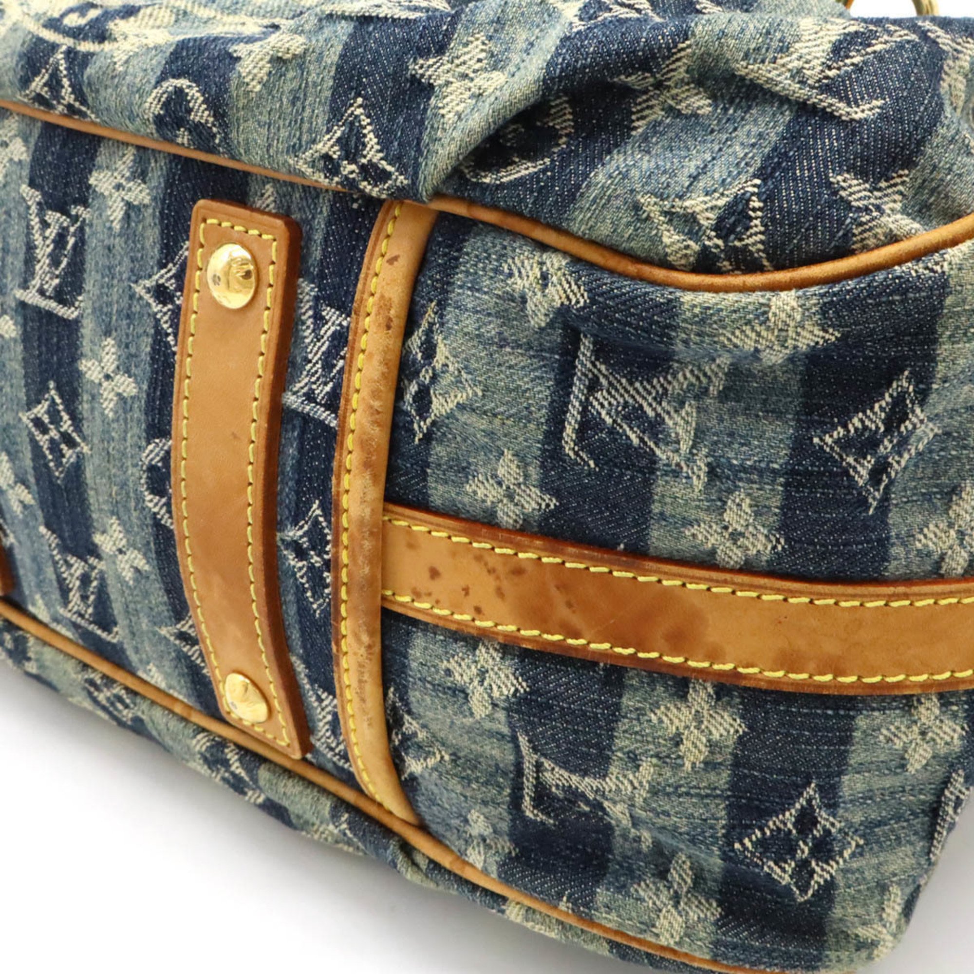 LOUIS VUITTON Louis Vuitton Monogram Denim Porte Epol Raye MM Shoulder Bag Blue M95334