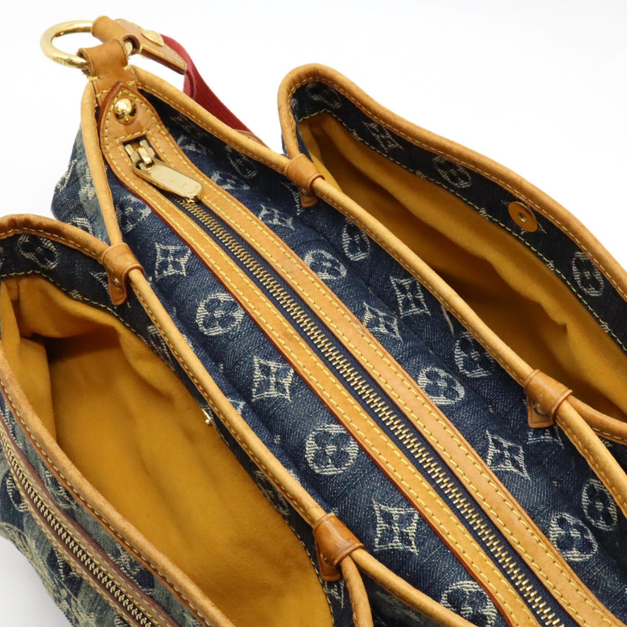 LOUIS VUITTON Louis Vuitton Monogram Denim Porte Epol Raye MM Shoulder Bag Blue M95334