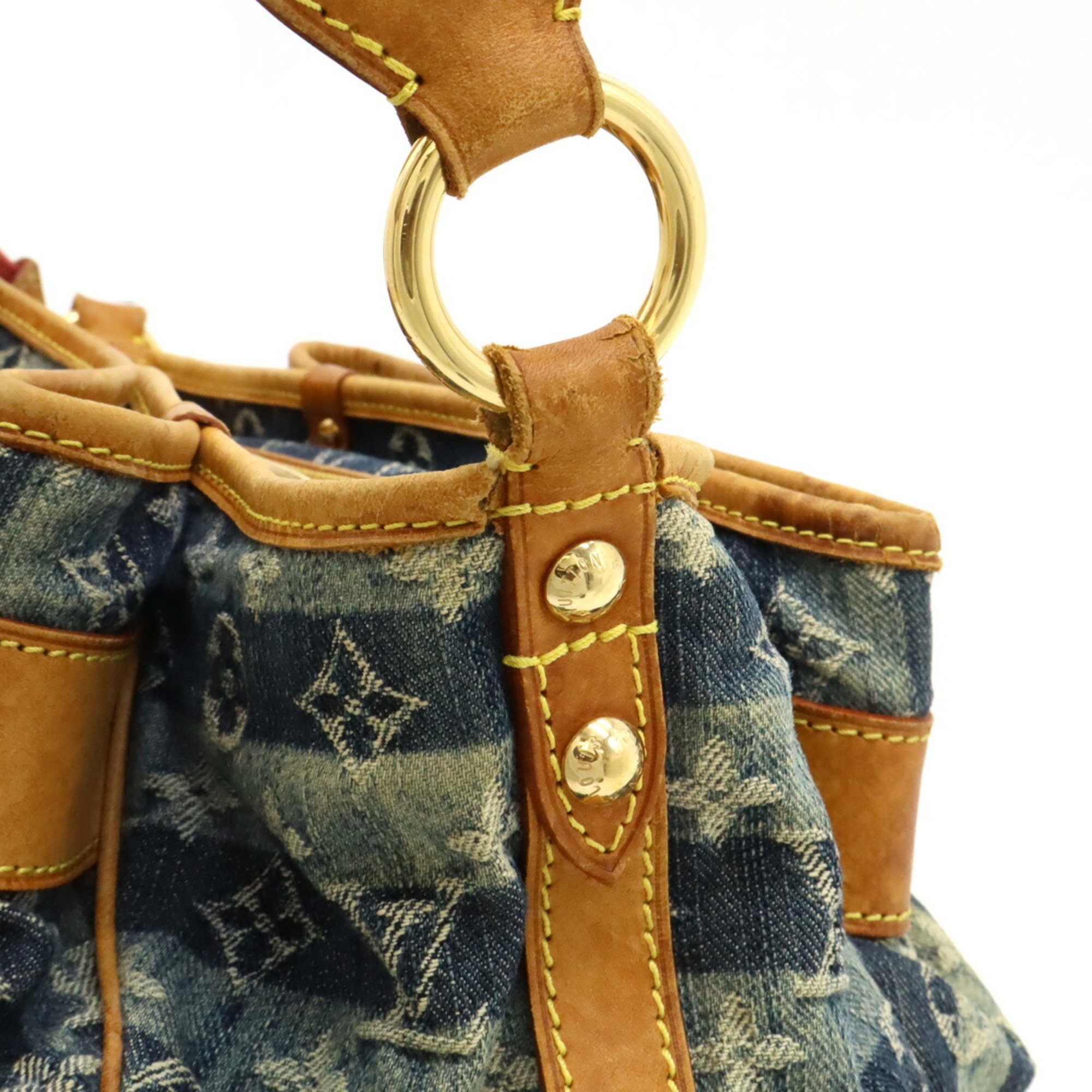 LOUIS VUITTON Louis Vuitton Monogram Denim Porte Epol Raye MM Shoulder Bag Blue M95334