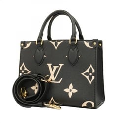 Louis Vuitton Tote Bag Monogram Empreinte Bicolor On the Go PM M45659 Black Beige Women's